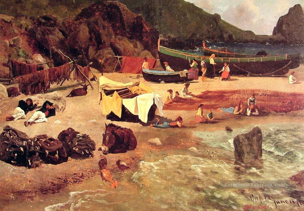Bateaux de pêche à Capri luminisme landsacpes Albert Bierstadt Peintures à l'huile